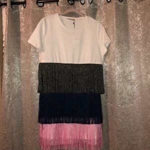 Fringe T shirt dress